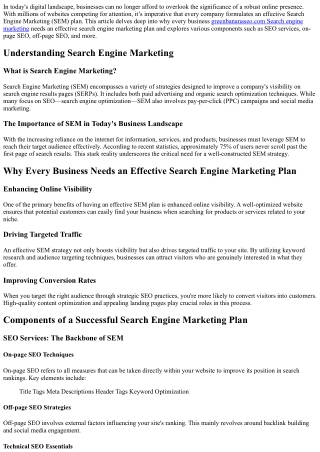 Why Every Business Needs an Effective Search Engine Marketing Plan