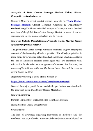 Data Center Storage Market Value, Share, Competitive Analysis 2037