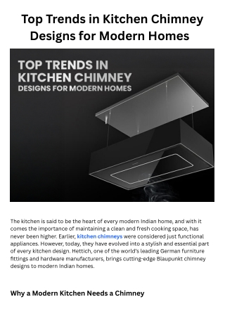 Premium Kitchen Chimneys in India – Stylish & Powerful | Hettich India