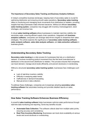 The Importance of Secondary Sales Tracking and Business Analytics Software