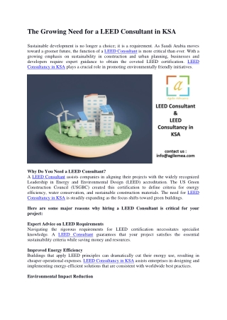 The Growing Need for a LEED Consultant in KSA