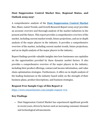 Dust Suppression Control Market
