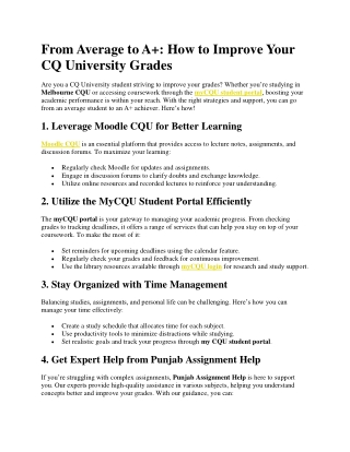 From Average to A : How to Improve Your CQ University Grades