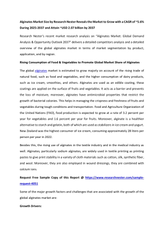 Alginates Market Size 2037