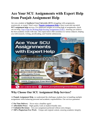 Ace Your SCU Assignments with Expert Help from Punjab Assignment Help
