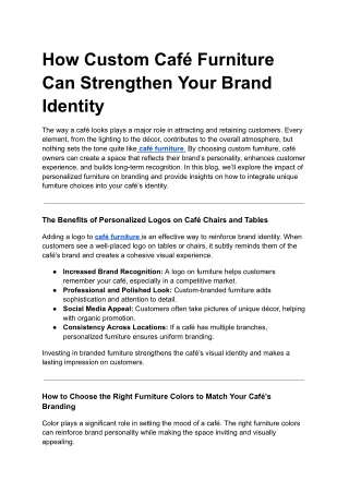 How Custom Café Furniture Can Strengthen Your Brand Identity