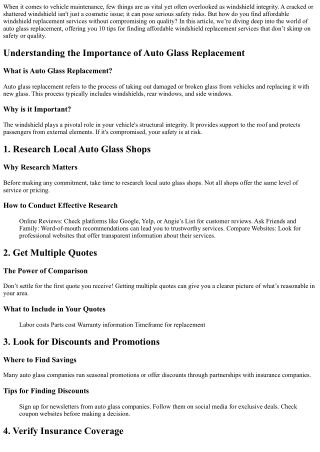 10 Tips for Finding Affordable Windshield Replacement Services