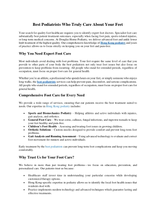 Best Podiatrists Who Truly Care About Your Feet