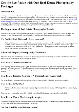 Get the Best Value with Our Real Estate Photography Packages