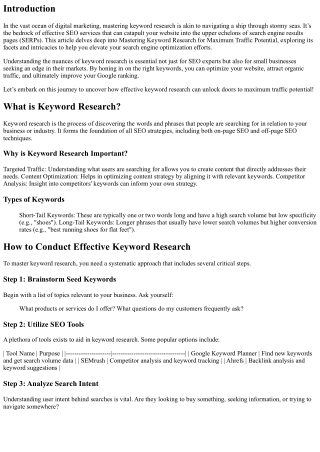 Mastering Keyword Research for Maximum Traffic Potential