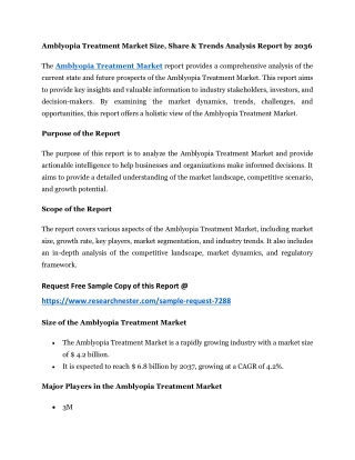Amblyopia Treatment Market Size, Share & Trends Analysis Report by 2036