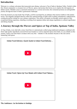 A Journey through the Flavors and Spices at Top of India, Spokane Valley