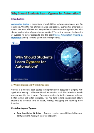 Cypress Online Training - Cypress Training in Bangalore