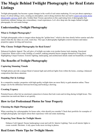 The Magic Behind Twilight Photography for Real Estate Listings
