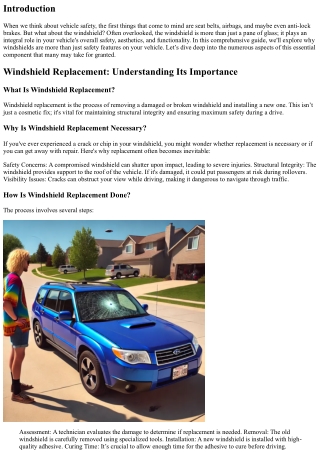 Why Windshields Are More Than Just Safety Features on Your Vehicle