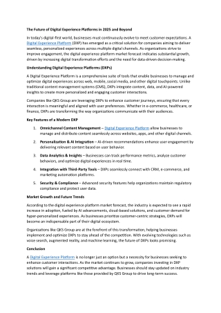 The Future of Digital Experience Platforms in 2025 and Beyond