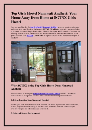 Top Girls Hostel Nanawati Andheri