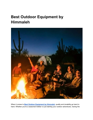 High-Quality Outdoor Gear You Can Rely On – Best Outdoor Equipment by Himmaleh