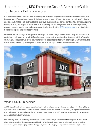 KFC Franchise Cost