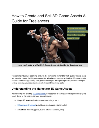 How to Create and Sell 3D Game Assets A Guide for Freelancers