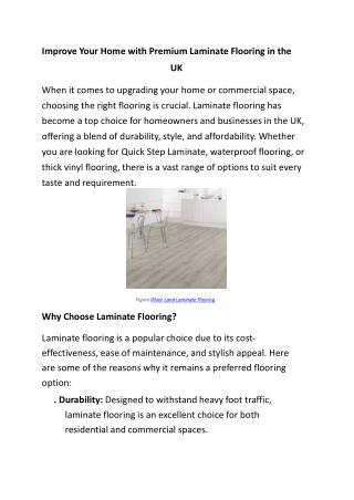 Improve Your Home with Premium Laminate Flooring in the UK