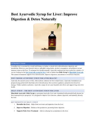 Best Ayurvedic Syrup for Liver Improve Digestion & Detox Naturally