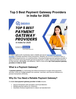 Top 5 Best Payment Gateway Providers in India for 2025