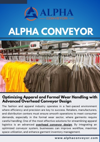 Optimizing Apparel and Formal Wear Handling with Advanced Overhead Conveyor Design