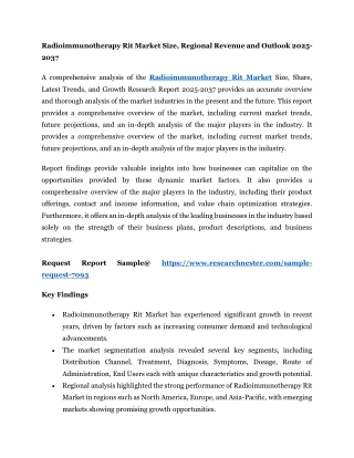 Radioimmunotherapy Rit Market