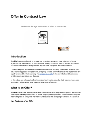 Offer in Contract Law