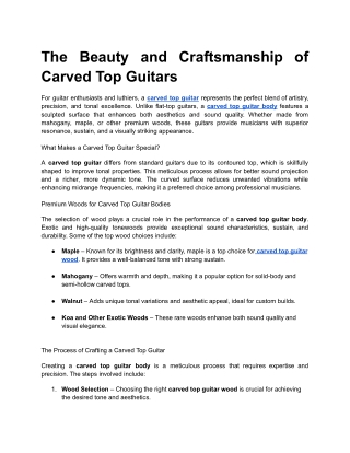 The Beauty and Craftsmanship of Carved Top Guitars