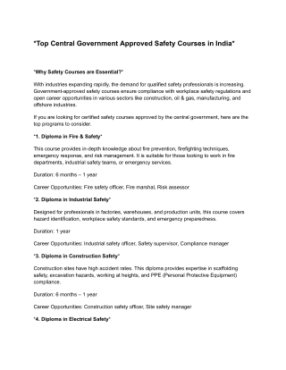 _Top Central Government Approved Safety Courses in India_