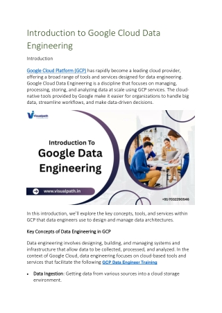 Top GCP Data Engineer Training in Hyderabad | Visualpath
