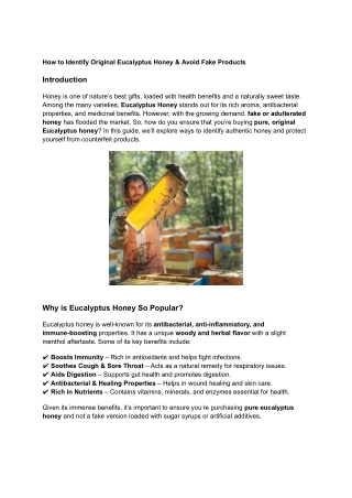 How to Identify Original Eucalyptus Honey & Avoid Fake Products