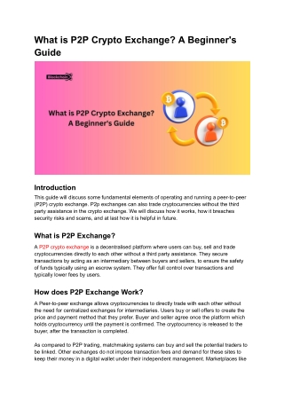 What is P2P Crypto Exchange A Beginner's Guide
