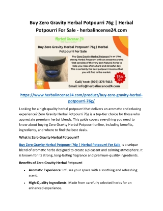 Buy Zero Gravity Herbal Potpourri 76g  Herbal Potpourri For Sale - herbalincense24