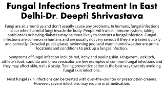 Fungal Infections Treatment In East Delhi-Dr Deepti Shrivastava