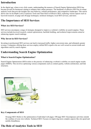 An In-Depth Look at Analytics Tools and Their Role in Effective SEO