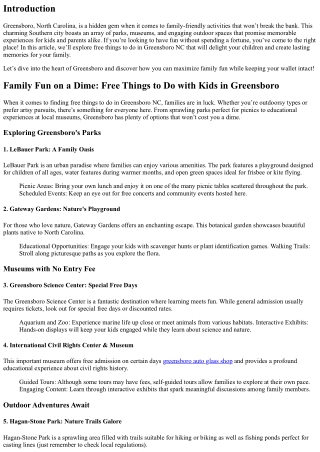 Family Fun on a Dime: Free Things to Do with Kids in Greensboro