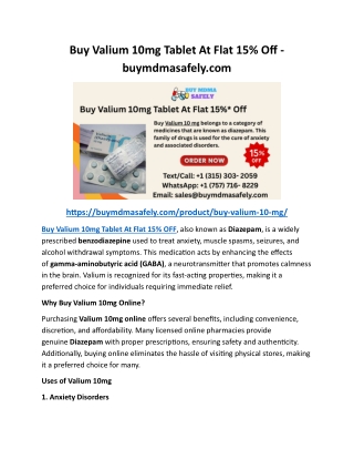 Buy Valium 10mg Tablet At Flat 15 persant Off - buymdmasafely