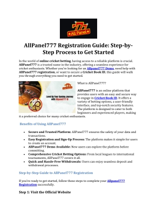 AllPanel777 Registration Guide- Step-by-Step Process to Get Started