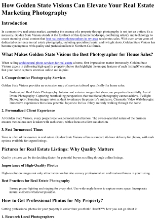 How Golden State Visions Can Elevate Your Real Estate Marketing Photography