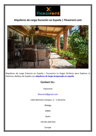 Alquileres de Larga Duración en España  Flexsirent.com