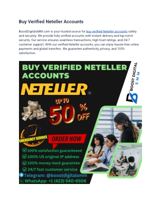 “Verified Neteller Accounts for Sale – Instant Transfers & No Restrictions”