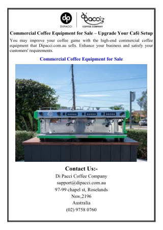 Commercial Coffee Equipment for Sale – Upgrade Your Café Setup
