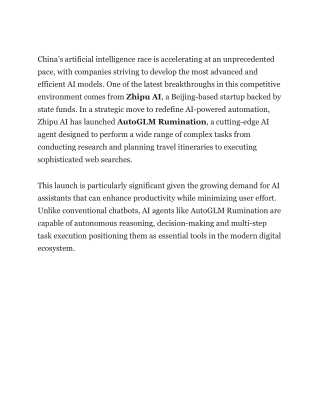 China is Breaking Barriers in AI Reasoning with Zhipu AI’s AutoGLM Rumination