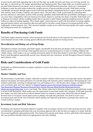Is Investing in Gold Funds Worth It?