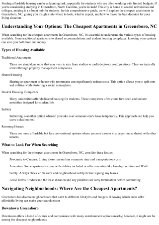 The Student's Guide to the Cheapest Apartments in Greensboro, NC