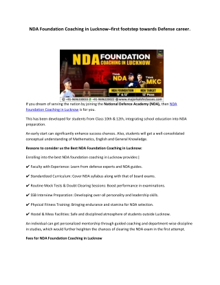 best NDA Foundation Coaching in Lucknow: track of your success