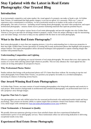 Stay Updated with the Latest in Real Estate Photography Our Trusted Blog